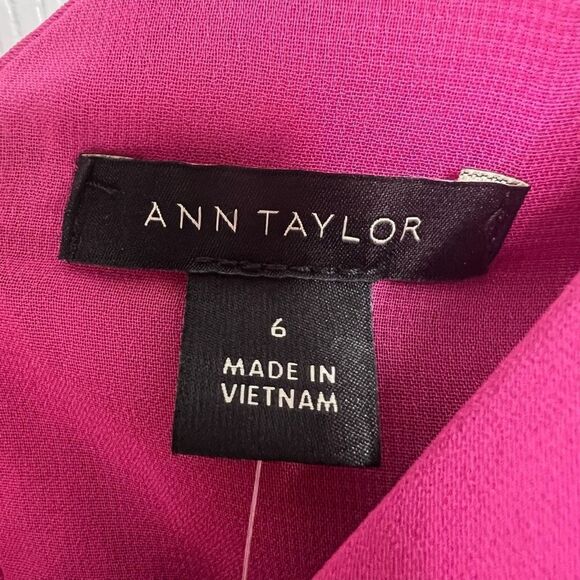 Ann Taylor Magenta Tie Waist Sleeveless Faux wrap Sheath Dress Size 6 NWT - Picture 4 of 16